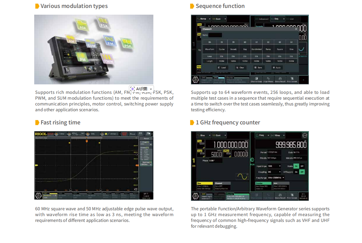 Function Arbitrary Waveform Generator - DG902 Pro 70MHz 1,25GSa/s 16-Bit Tragbarer